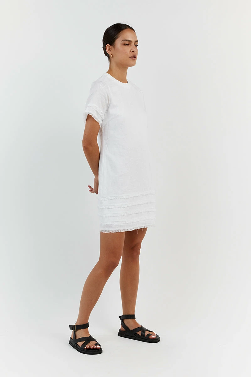 DISSH GEORGIE WHITE LINEN MINI DRESS 3 DISSH GEORGIE WHITE LINEN MINI DRESS - Image 3