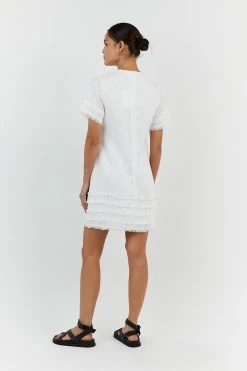 DISSH GEORGIE WHITE LINEN MINI DRESS 8 DISSH GEORGIE WHITE LINEN MINI DRESS -DISSH all-clothing Shop DNP11176WE.100 13