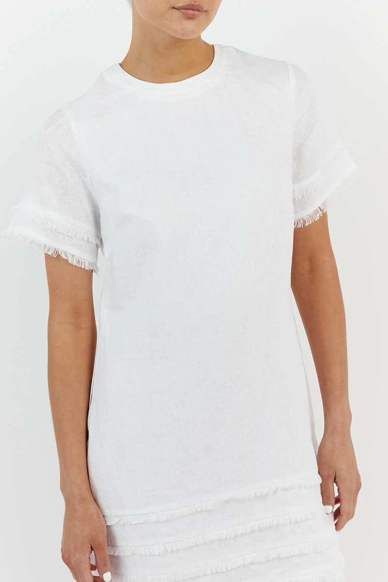DISSH GEORGIE WHITE LINEN MINI DRESS 5 DISSH GEORGIE WHITE LINEN MINI DRESS - Image 5