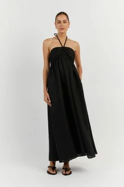 DISSH GINA BLACK LINEN MIDI DRESS 16 DISSH GINA BLACK LINEN MIDI DRESS -DISSH all-clothing Shop DNP11178BK.600 10
