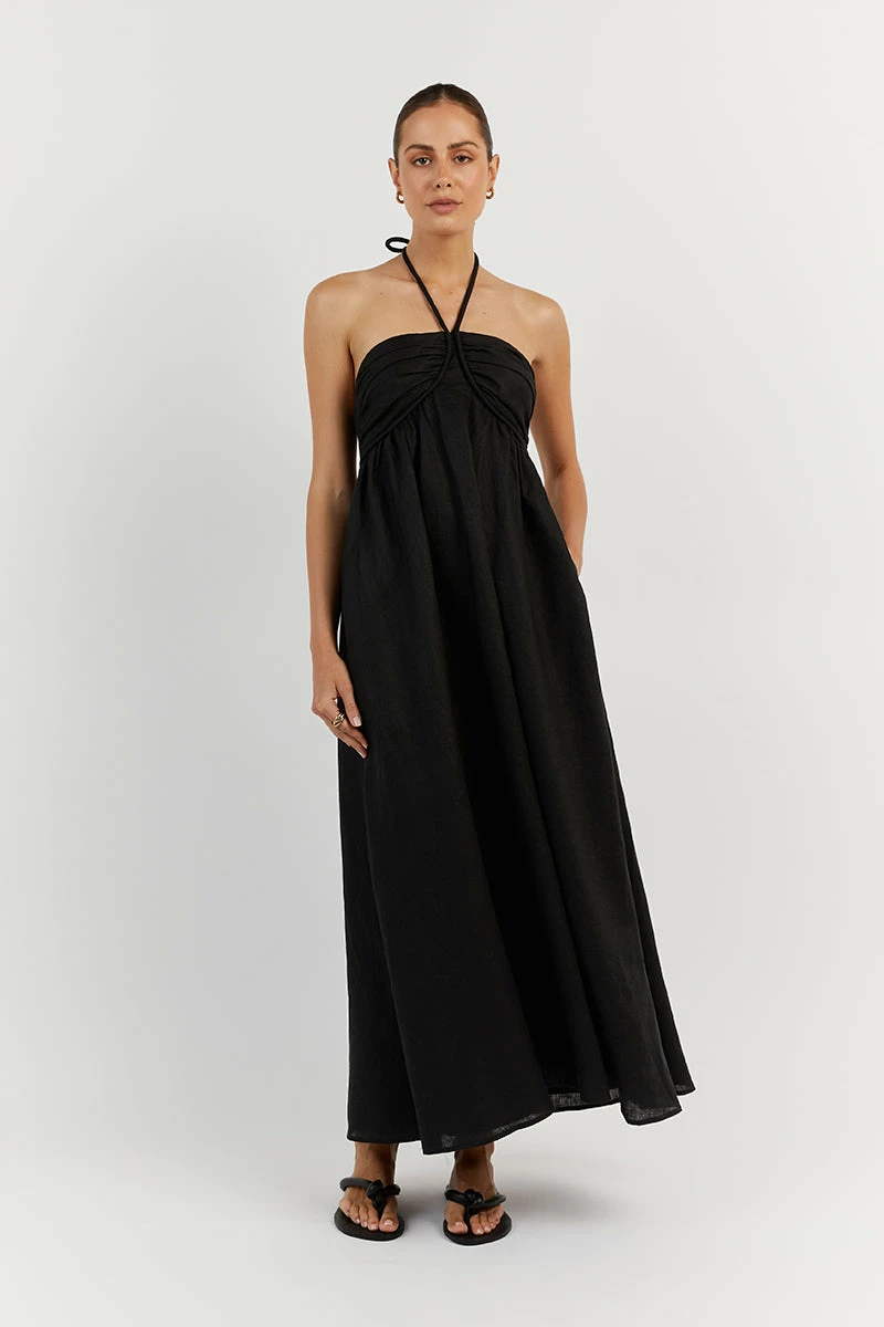 DISSH GINA BLACK LINEN MIDI DRESS 7 DISSH GINA BLACK LINEN MIDI DRESS - Image 7