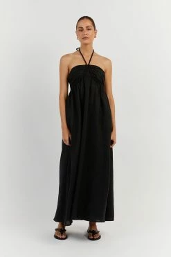 DISSH GINA BLACK LINEN MIDI DRESS 15 DISSH GINA BLACK LINEN MIDI DRESS -DISSH all-clothing Shop DNP11178BK.600 11