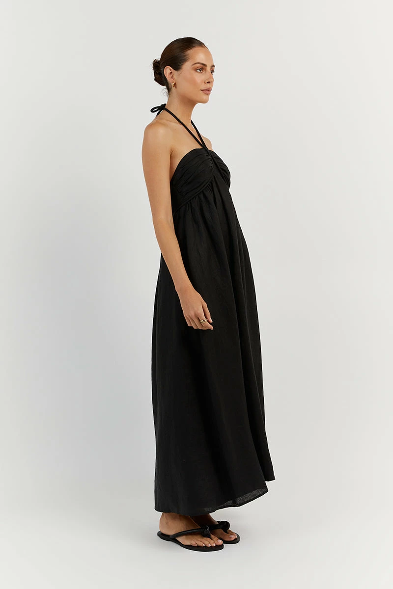 DISSH GINA BLACK LINEN MIDI DRESS 8 DISSH GINA BLACK LINEN MIDI DRESS - Image 8