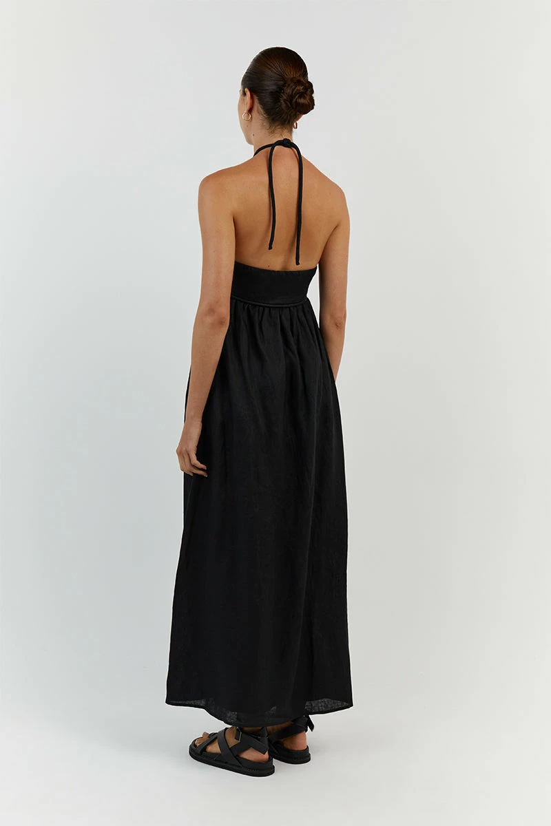 DISSH GINA BLACK LINEN MIDI DRESS 4 DISSH GINA BLACK LINEN MIDI DRESS - Image 4