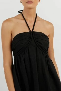 DISSH GINA BLACK LINEN MIDI DRESS 19 DISSH GINA BLACK LINEN MIDI DRESS -DISSH all-clothing Shop DNP11178BK.600 14