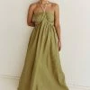 DISSH GINA OLIVE LINEN MIDI DRESS