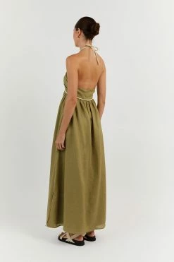 DISSH GINA OLIVE LINEN MIDI DRESS 10 DISSH GINA OLIVE LINEN MIDI DRESS -DISSH all-clothing Shop DNP11178OLI.545 13