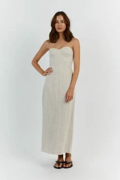 DISSH LEO NATURAL LINEN MIDI DRESS