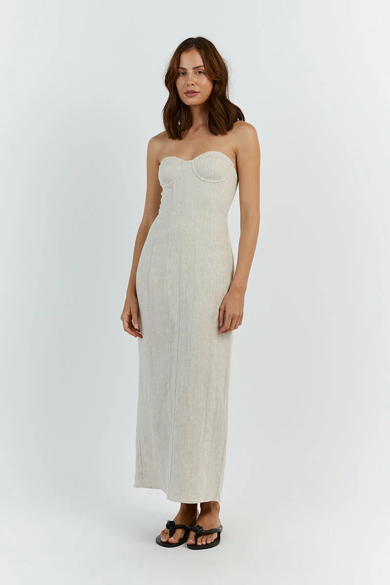 DISSH LEO NATURAL LINEN MIDI DRESS 2 DISSH LEO NATURAL LINEN MIDI DRESS - Image 2