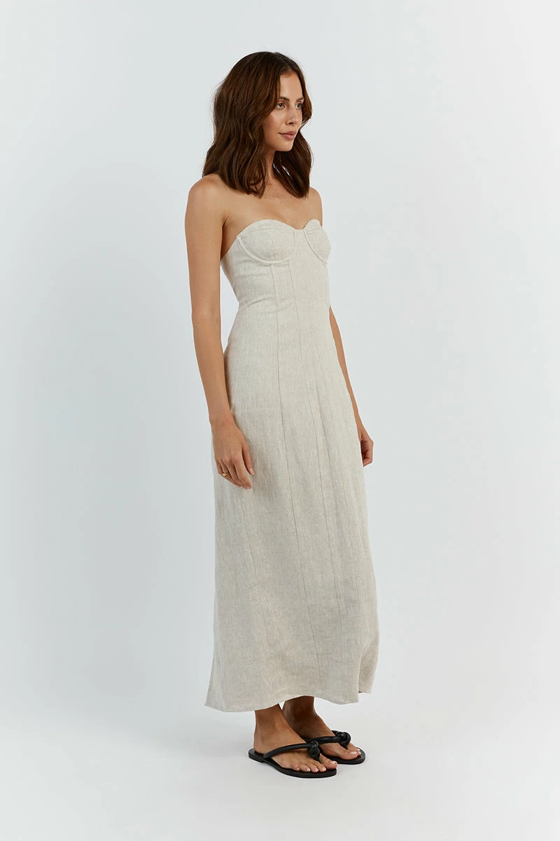 DISSH LEO NATURAL LINEN MIDI DRESS 3 DISSH LEO NATURAL LINEN MIDI DRESS - Image 3