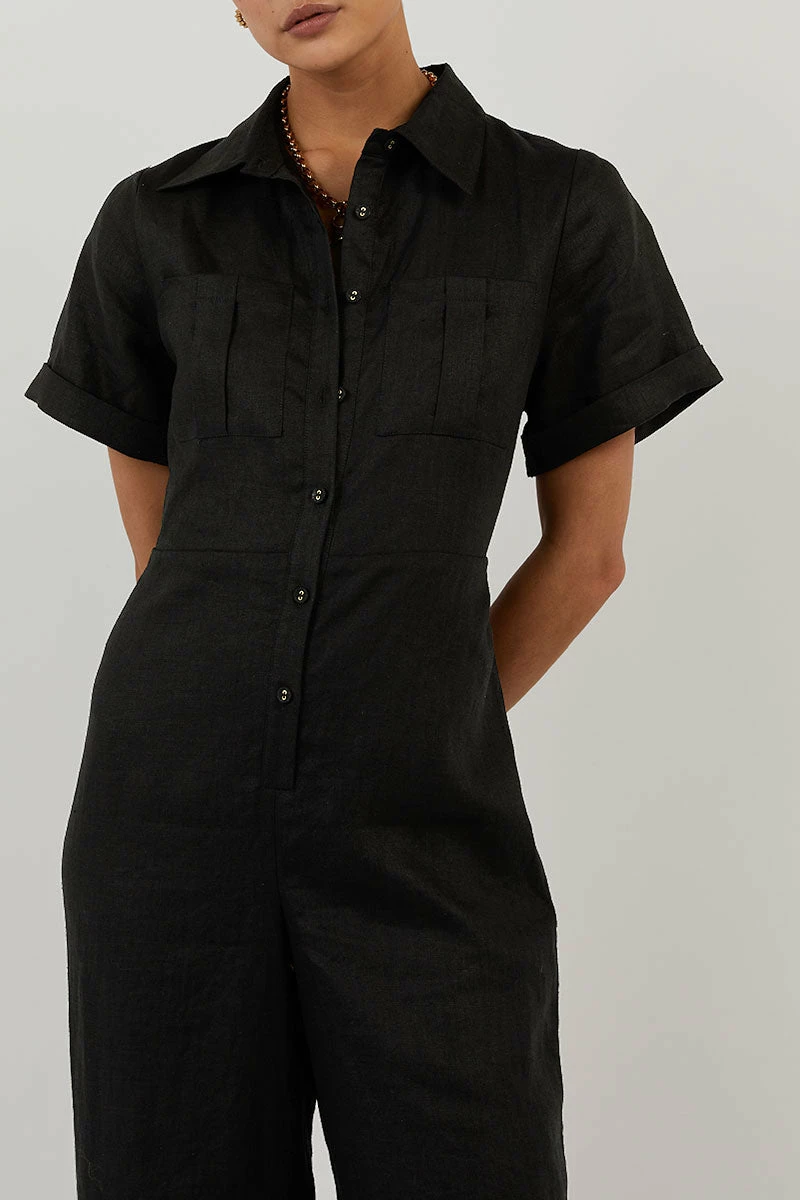 DISSH LILY BLACK LINEN BOILER SUIT 5 DISSH LILY BLACK LINEN BOILER SUIT - Image 5