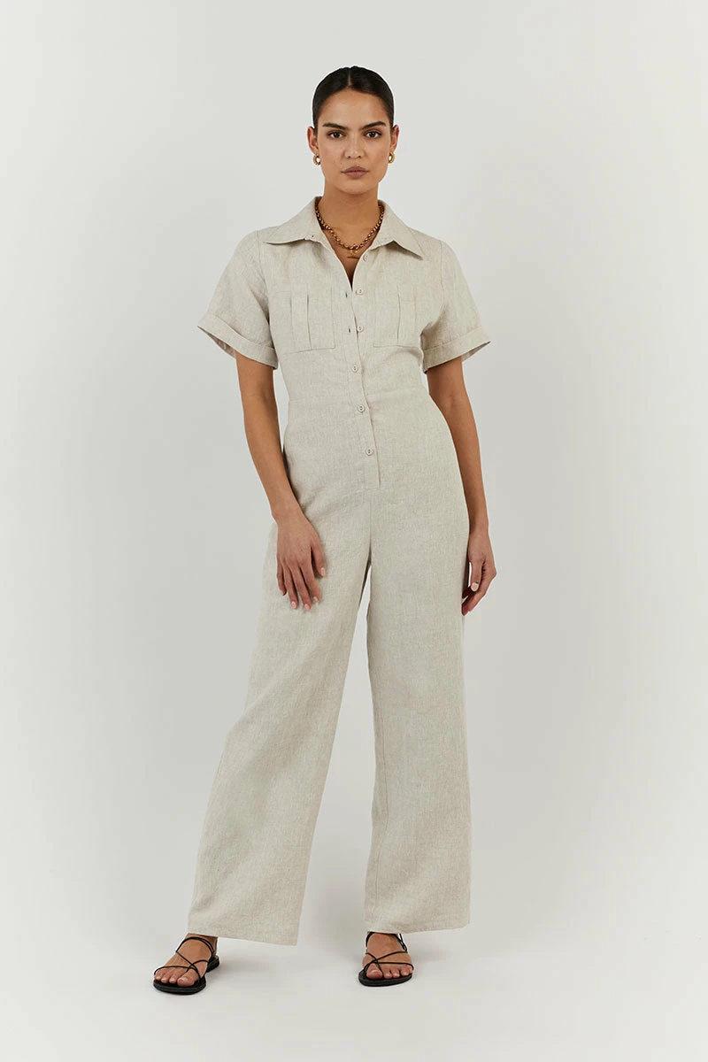 DISSH LILY NATURAL LINEN BOILER SUIT 1 DISSH LILY NATURAL LINEN BOILER SUIT