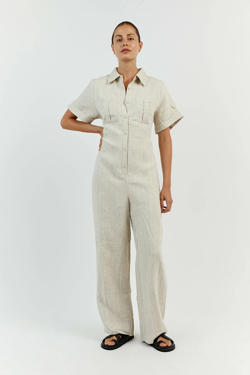 DISSH LILY NATURAL LINEN BOILER SUIT 7 DISSH LILY NATURAL LINEN BOILER SUIT - Image 7
