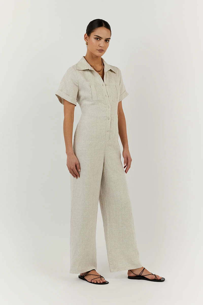 DISSH LILY NATURAL LINEN BOILER SUIT 3 DISSH LILY NATURAL LINEN BOILER SUIT - Image 3