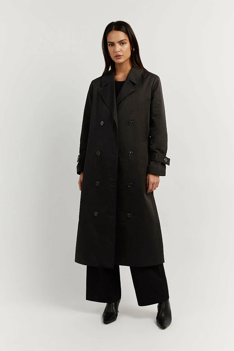 DISSH FOSTER BLACK COTTON TRENCH COAT 1 DISSH FOSTER BLACK COTTON TRENCH COAT