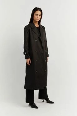 DISSH FOSTER BLACK COTTON TRENCH COAT 9 DISSH FOSTER BLACK COTTON TRENCH COAT -DISSH all-clothing Shop DQF02016BK.600 2