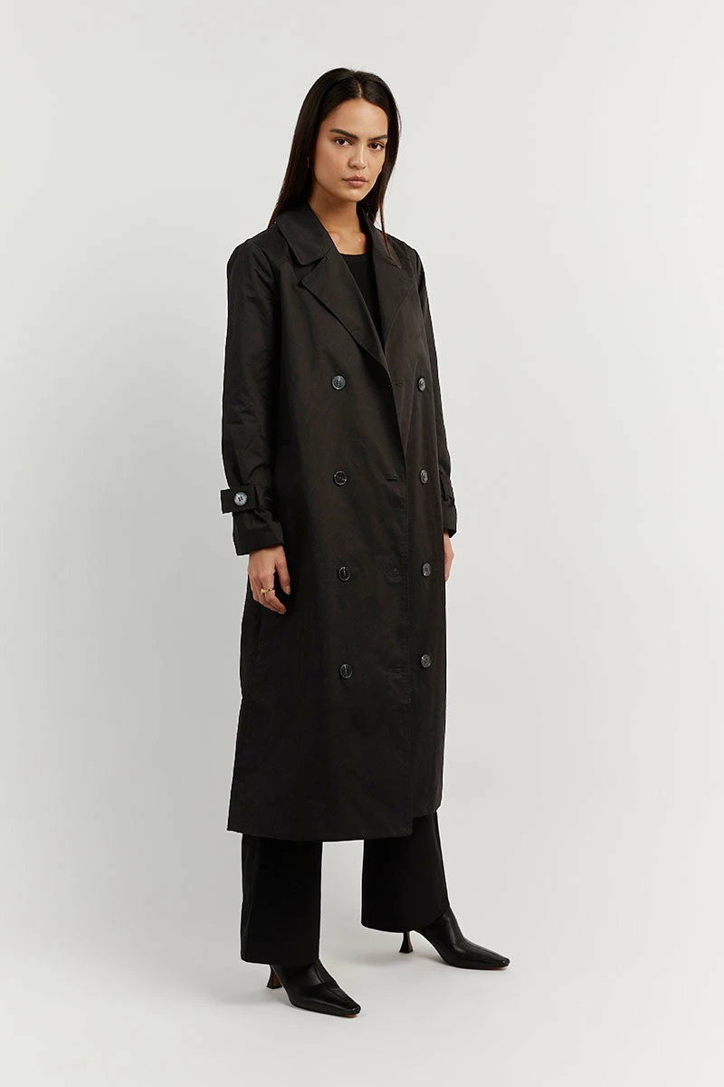 DISSH FOSTER BLACK COTTON TRENCH COAT 4 DISSH FOSTER BLACK COTTON TRENCH COAT - Image 4