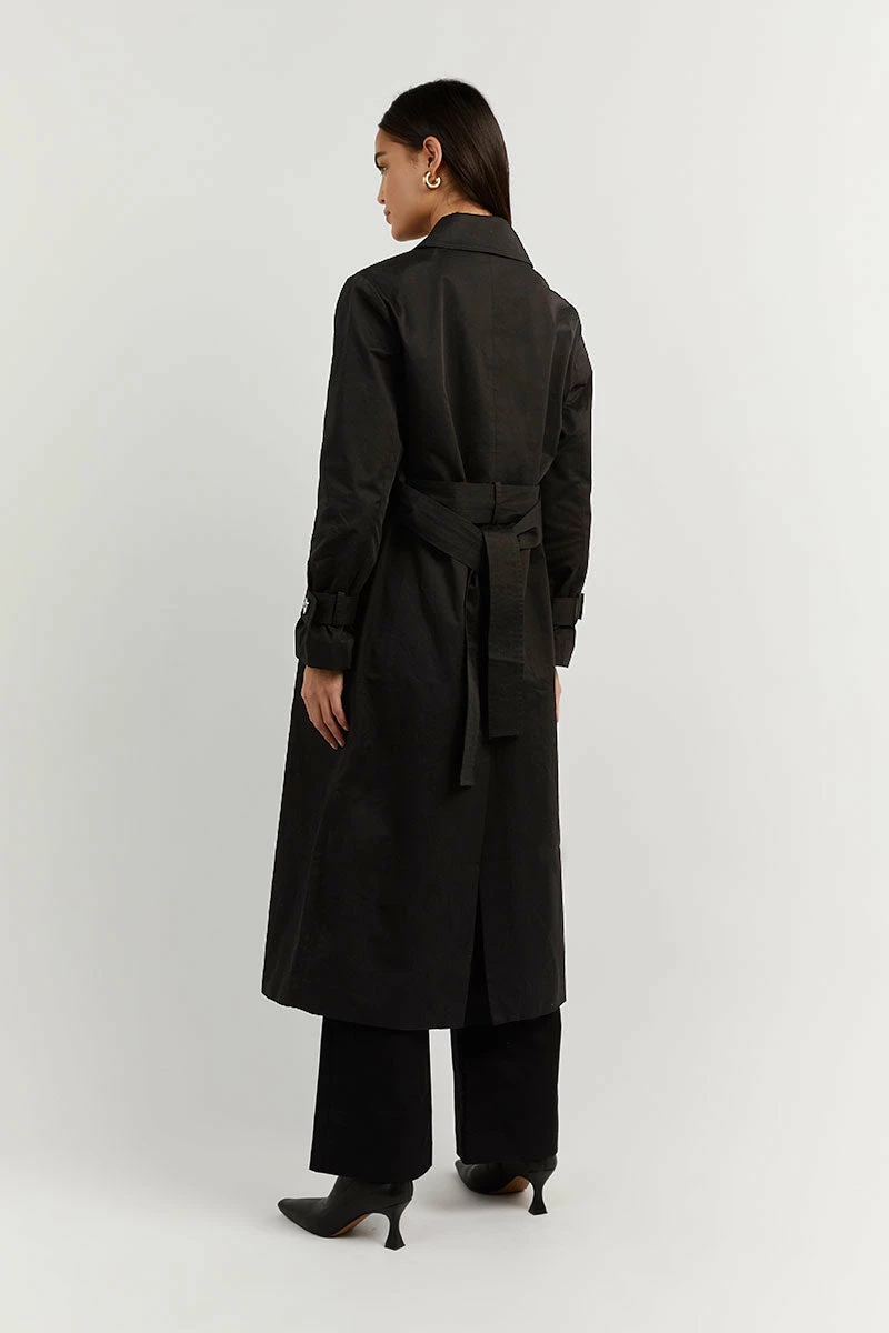 DISSH FOSTER BLACK COTTON TRENCH COAT 5 DISSH FOSTER BLACK COTTON TRENCH COAT - Image 5