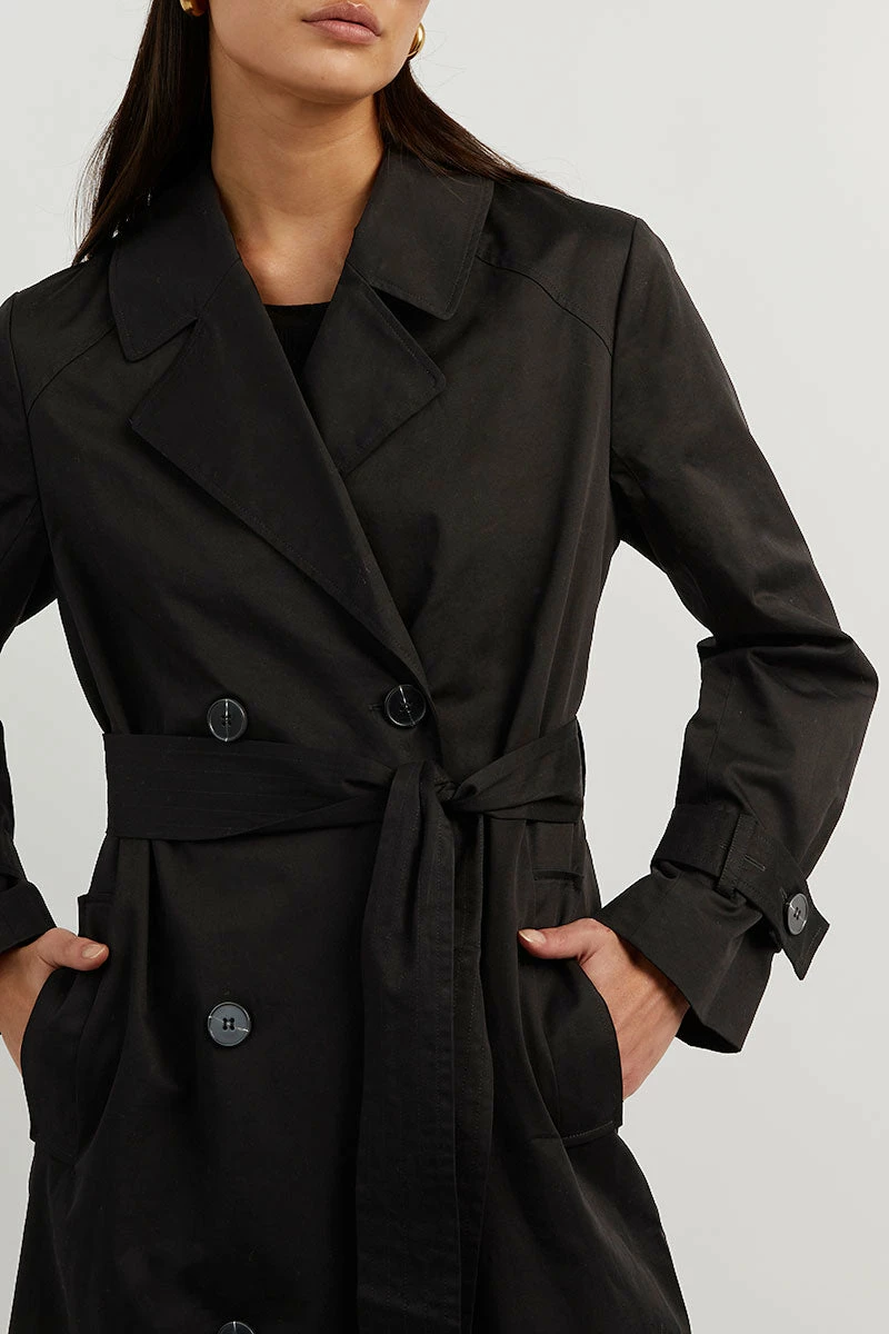 DISSH FOSTER BLACK COTTON TRENCH COAT 6 DISSH FOSTER BLACK COTTON TRENCH COAT - Image 6