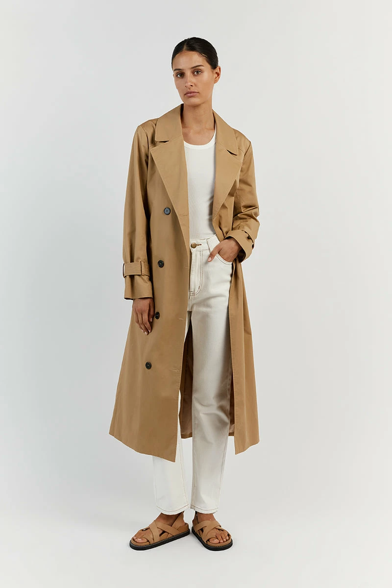 DISSH FOSTER TAN COTTON TRENCH COAT 1 DISSH FOSTER TAN COTTON TRENCH COAT