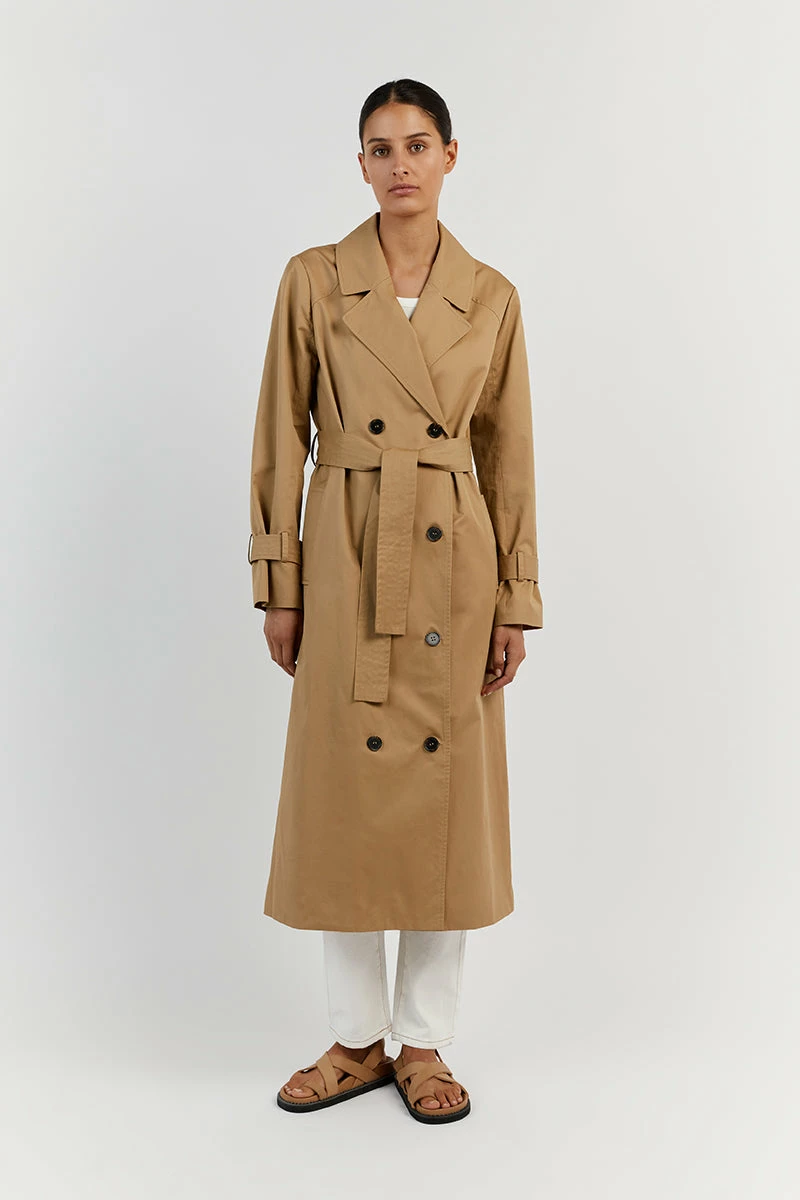 DISSH FOSTER TAN COTTON TRENCH COAT 2 DISSH FOSTER TAN COTTON TRENCH COAT - Image 2