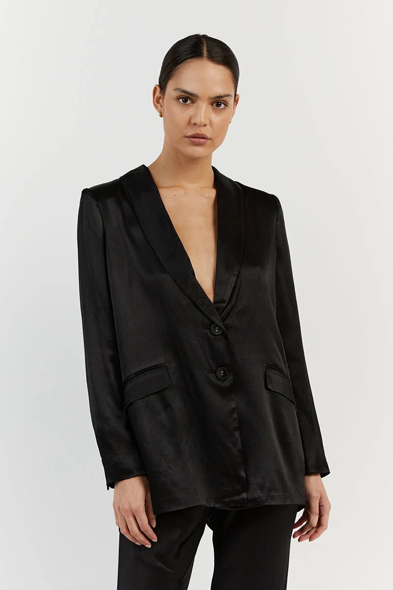 DISSH KIAH BLACK SATIN BLAZER 2 DISSH KIAH BLACK SATIN BLAZER - Image 2