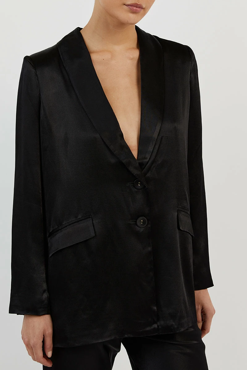 DISSH KIAH BLACK SATIN BLAZER 5 DISSH KIAH BLACK SATIN BLAZER - Image 5