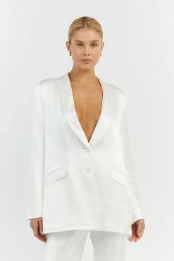 DISSH AISLE WHITE SATIN BLAZER 10 DISSH AISLE WHITE SATIN BLAZER -DISSH all-clothing Shop DQF02021WE.100 11