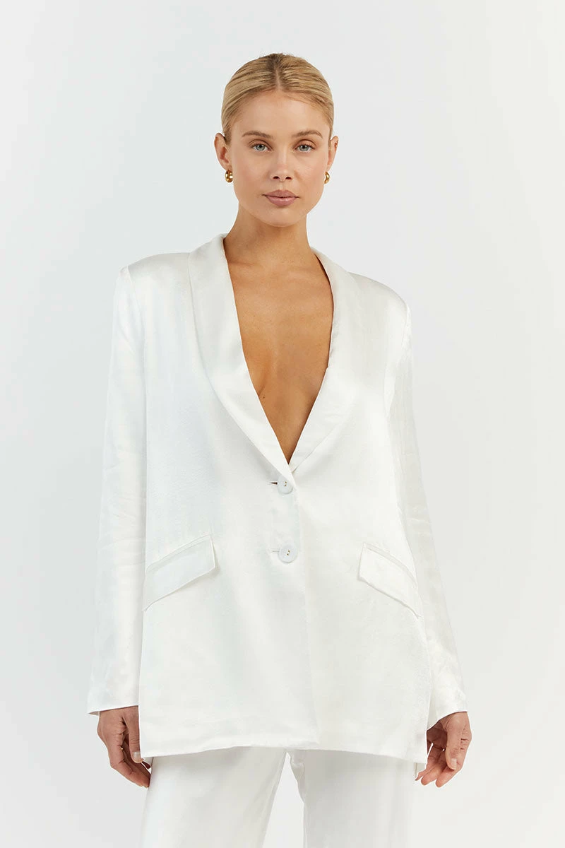 DISSH AISLE WHITE SATIN BLAZER 4 DISSH AISLE WHITE SATIN BLAZER - Image 4