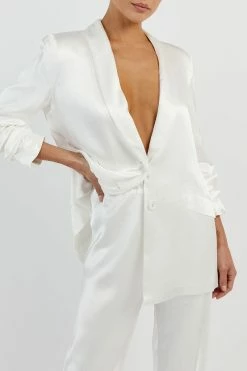 DISSH AISLE WHITE SATIN BLAZER 13 DISSH AISLE WHITE SATIN BLAZER -DISSH all-clothing Shop DQF02021WE.100 14