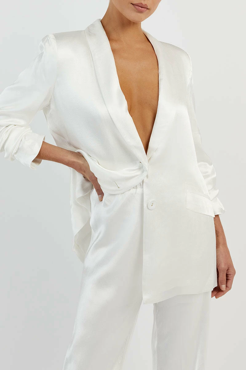 DISSH AISLE WHITE SATIN BLAZER 7 DISSH AISLE WHITE SATIN BLAZER - Image 7