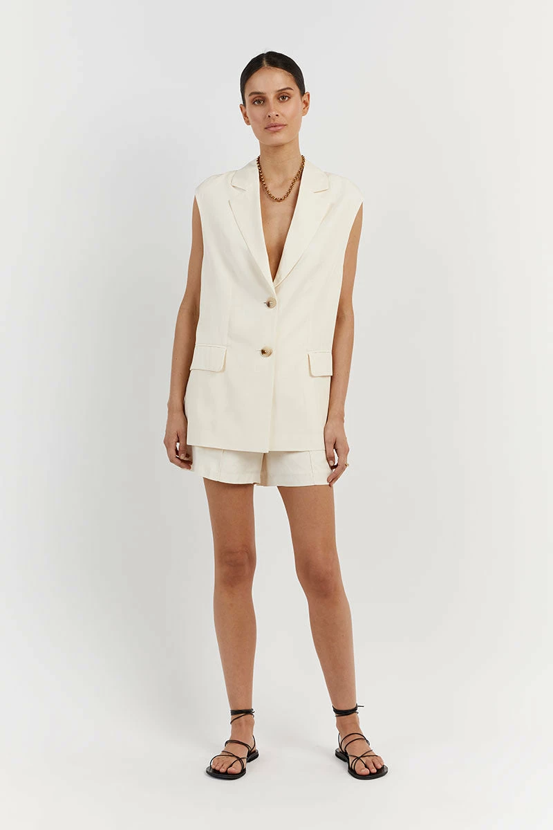 DISSH AMELIA OFF WHITE SLEEVELESS BLAZER 1 DISSH AMELIA OFF WHITE SLEEVELESS BLAZER