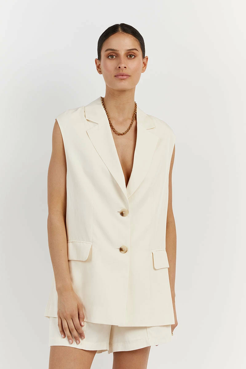DISSH AMELIA OFF WHITE SLEEVELESS BLAZER 2 DISSH AMELIA OFF WHITE SLEEVELESS BLAZER - Image 2