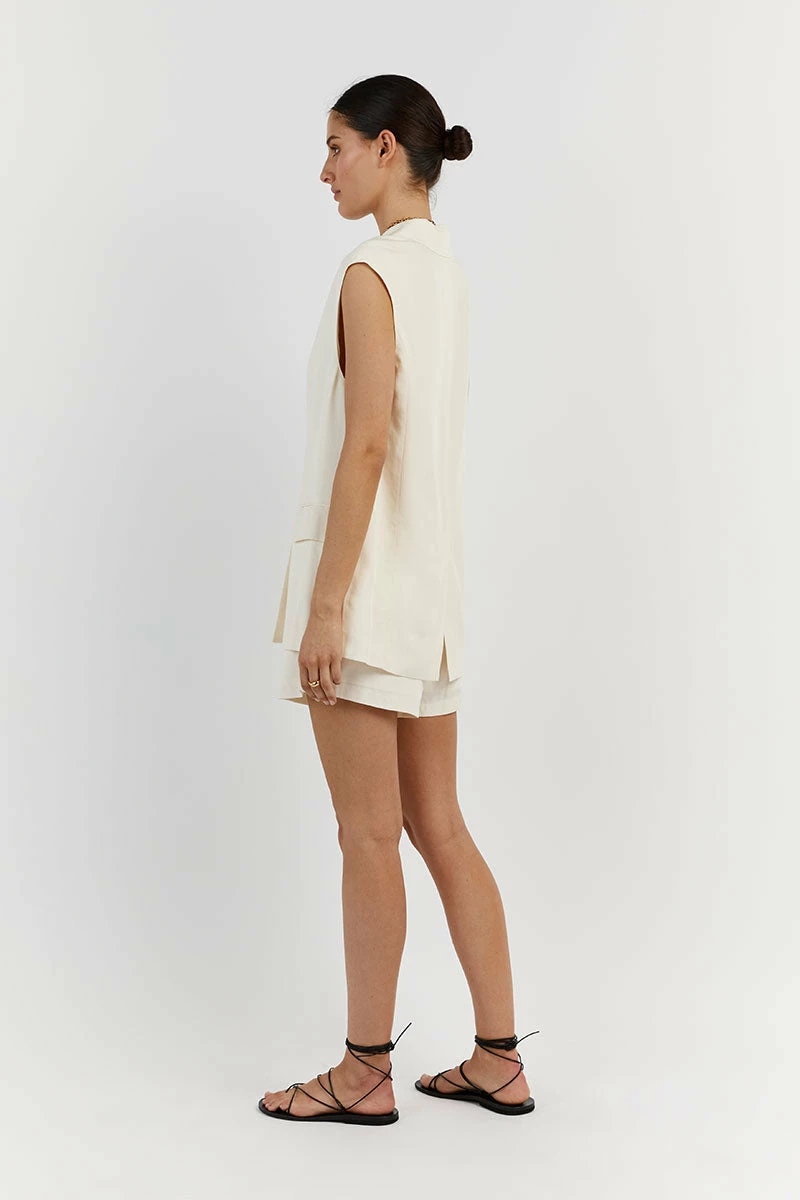 DISSH AMELIA OFF WHITE SLEEVELESS BLAZER 4 DISSH AMELIA OFF WHITE SLEEVELESS BLAZER - Image 4