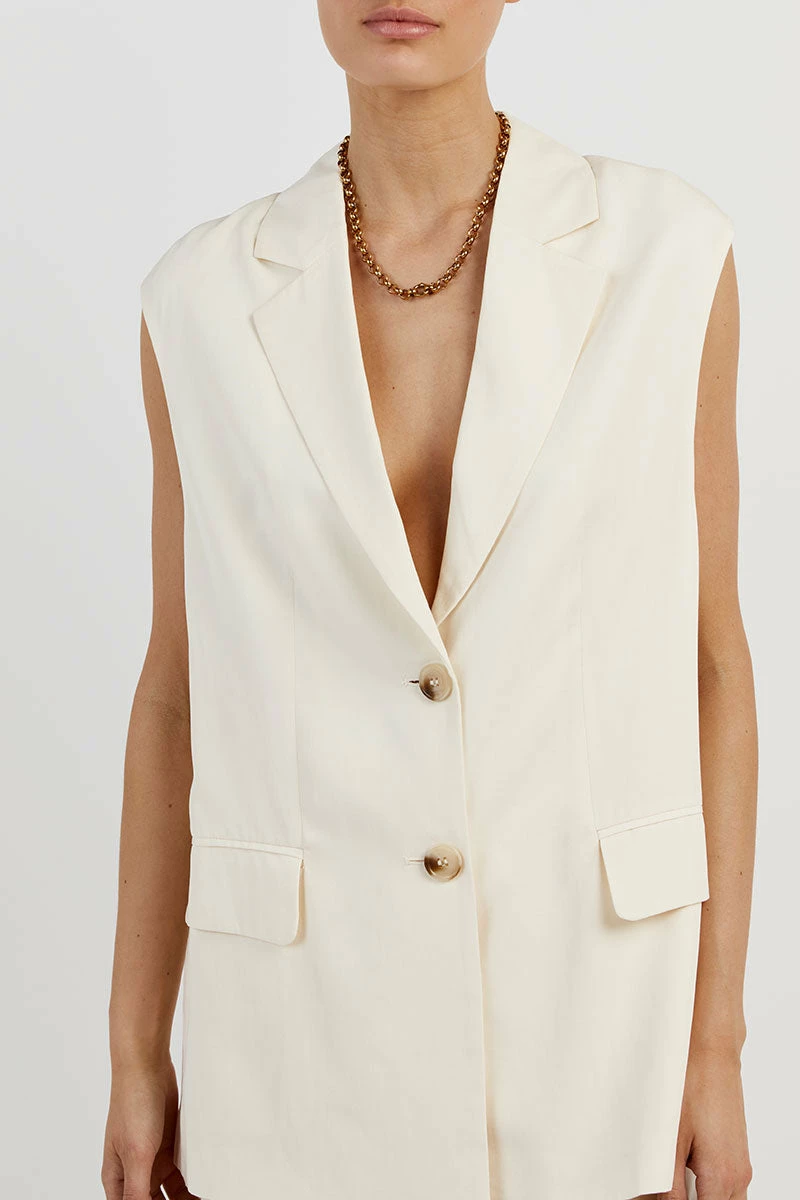 DISSH AMELIA OFF WHITE SLEEVELESS BLAZER 5 DISSH AMELIA OFF WHITE SLEEVELESS BLAZER - Image 5