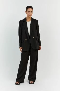 DISSH SHELBY BLACK LINEN BLEND BLAZER