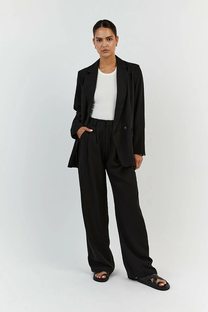 DISSH SHELBY BLACK LINEN BLEND BLAZER 2 DISSH SHELBY BLACK LINEN BLEND BLAZER - Image 2