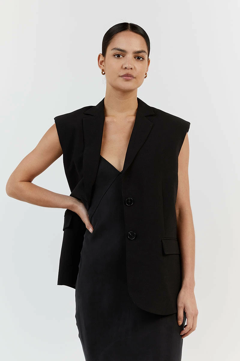 DISSH ROWAN BLACK SLEEVELESS BLAZER 2 DISSH ROWAN BLACK SLEEVELESS BLAZER - Image 2