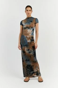 DISSH MILLEN BLUE TIE DYE MIDI SKIRT