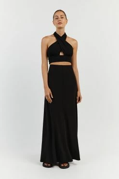DISSH AMALFI BLACK ALINE MIDI SKIRT
