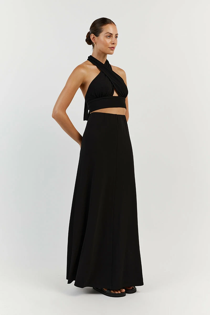 DISSH AMALFI BLACK ALINE MIDI SKIRT 3 DISSH AMALFI BLACK ALINE MIDI SKIRT - Image 3