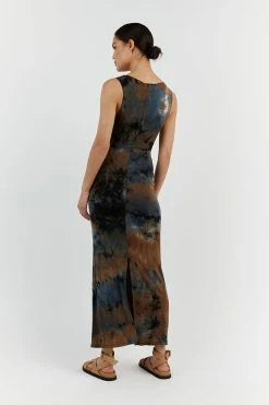 DISSH MILLEN BLUE TIE DYE MIDI DRESS 8 DISSH MILLEN BLUE TIE DYE MIDI DRESS -DISSH all-clothing Shop DQF11003BLU.450 3