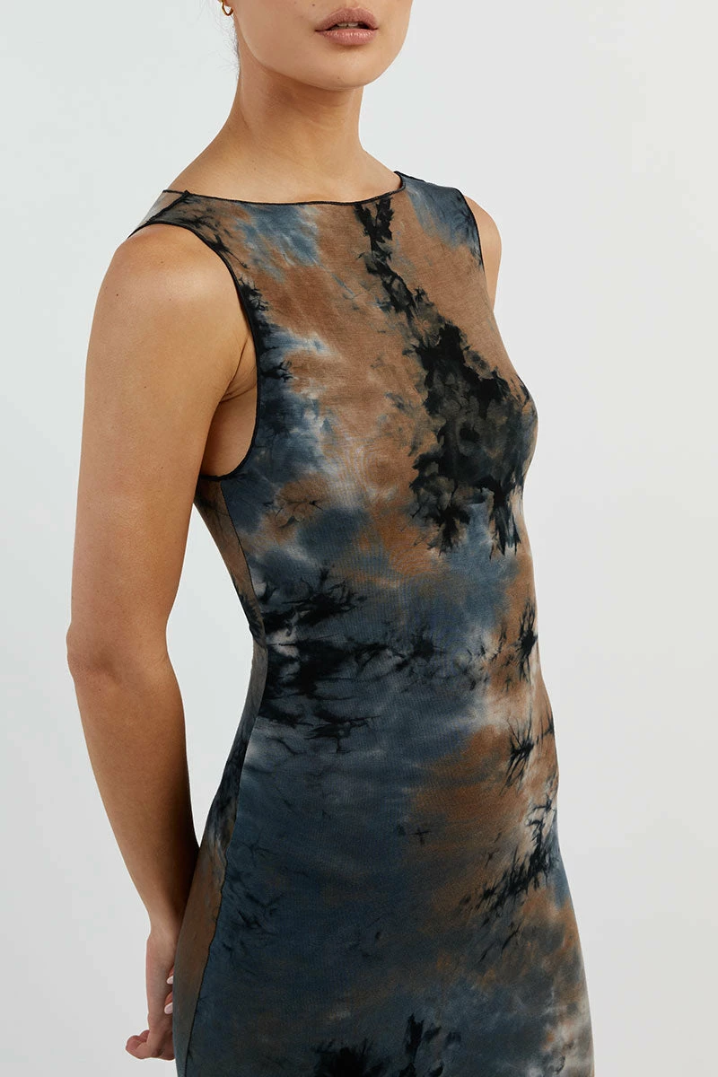 DISSH MILLEN BLUE TIE DYE MIDI DRESS 5 DISSH MILLEN BLUE TIE DYE MIDI DRESS - Image 5