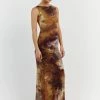 DISSH MILLEN TAN TIE DYE MIDI DRESS
