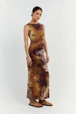 DISSH MILLEN TAN TIE DYE MIDI DRESS