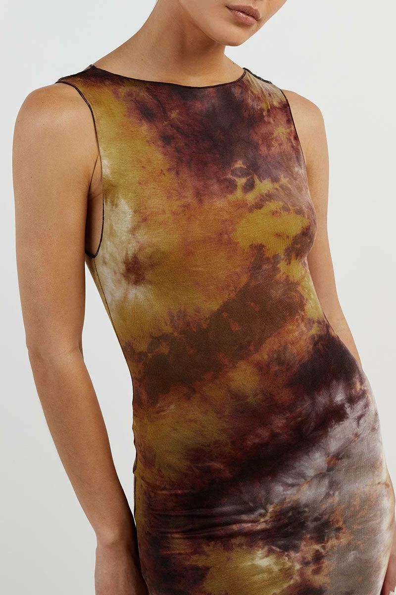 DISSH MILLEN TAN TIE DYE MIDI DRESS 3 DISSH MILLEN TAN TIE DYE MIDI DRESS - Image 3
