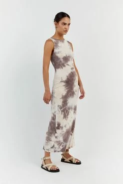 DISSH COCO MAUVE TIE DYE SLEEVELESS MIDI DRESS -DISSH all-clothing Shop DQF11029MAU.401 12