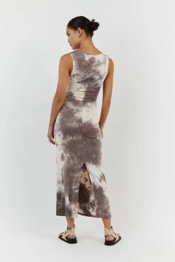 DISSH COCO MAUVE TIE DYE SLEEVELESS MIDI DRESS -DISSH all-clothing Shop DQF11029MAU.401 13
