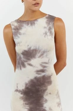 DISSH COCO MAUVE TIE DYE SLEEVELESS MIDI DRESS -DISSH all-clothing Shop DQF11029MAU.401 14