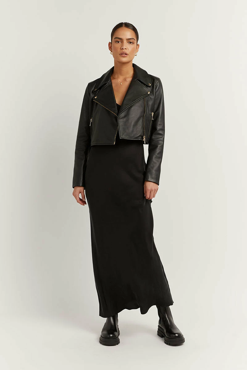 DISSH ZOE BLACK LEATHER CROPPED JACKET 2 DISSH ZOE BLACK LEATHER CROPPED JACKET - Image 2